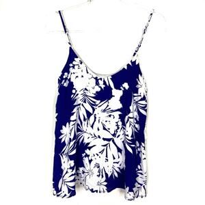 3/$30 Everly | Blue White Tropical Floral Tank Top S